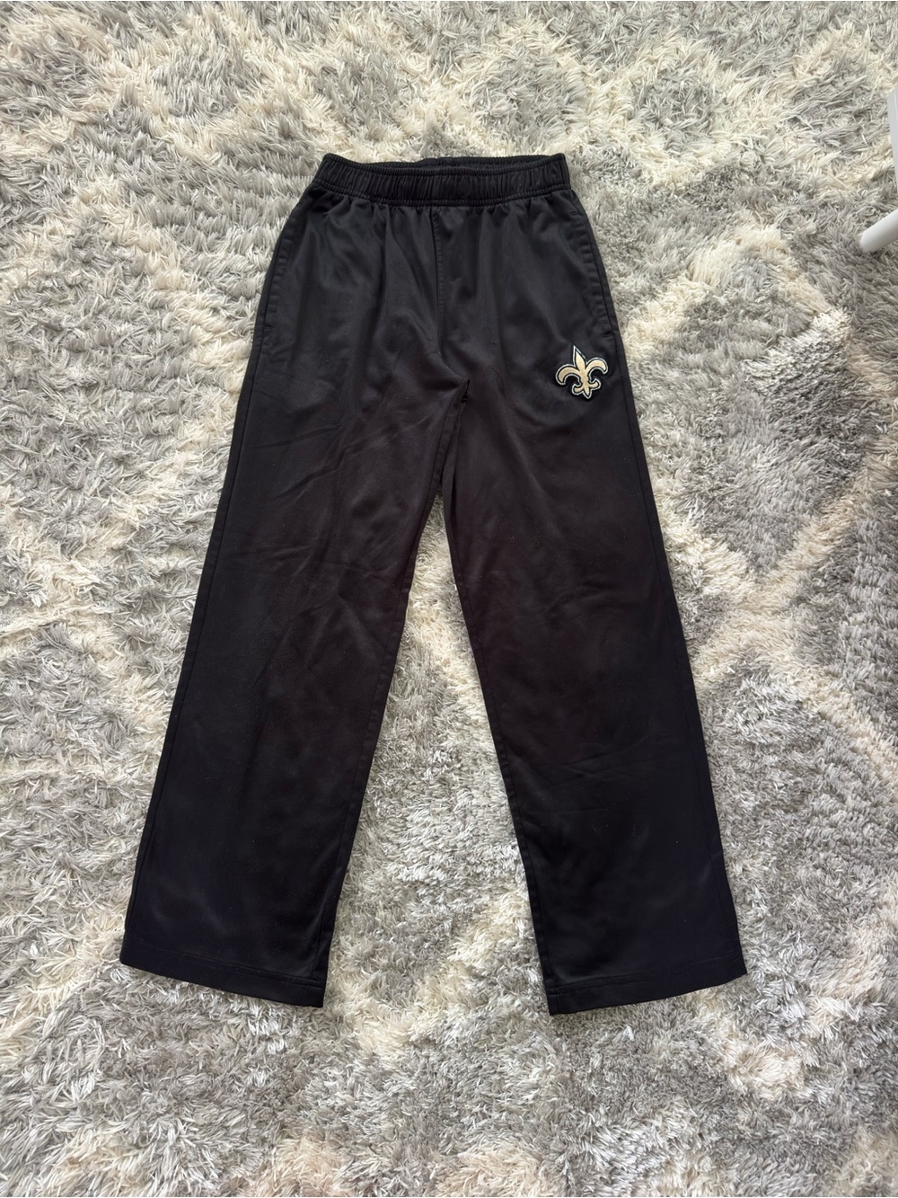 Kids Black Sweatpants with Gold Fleur-de-lis Accent